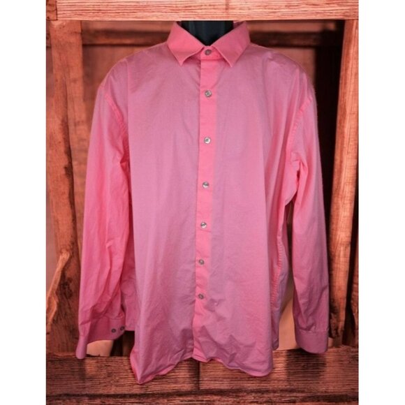 Alfani Slim Fit Mens Dress Shirt XL Pink Cotton Blend - Picture 1 of 6